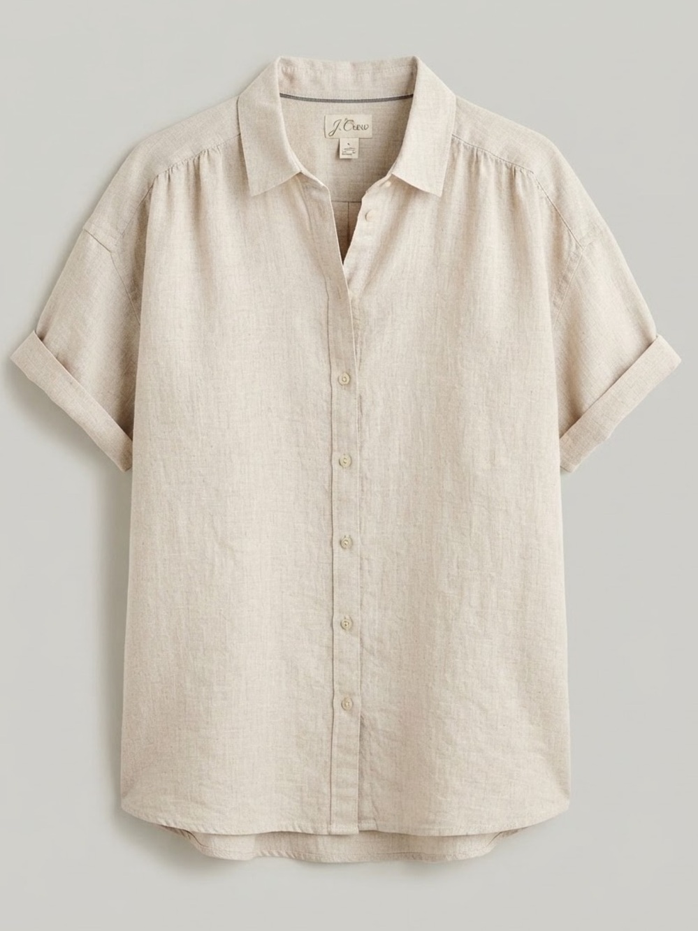 J.Crew Baird McNutt Irish Linen Short Sleeve Button Down Shirt Relaxed Lrg Tall
